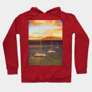 Boats on the ocean - orange tone Hoodie